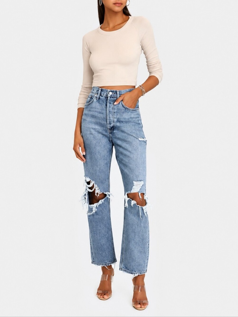 Agolde 90's Mid Rise Distressed Jean In Fall Out